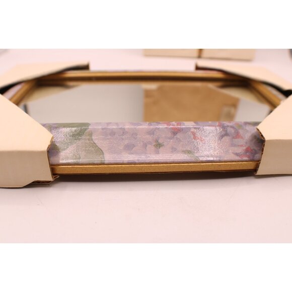 2 Floral Gold Framed Mirrors Wall Hanging Rectangular Decor Pastels NEW 13x8" - Picture 8 of 13